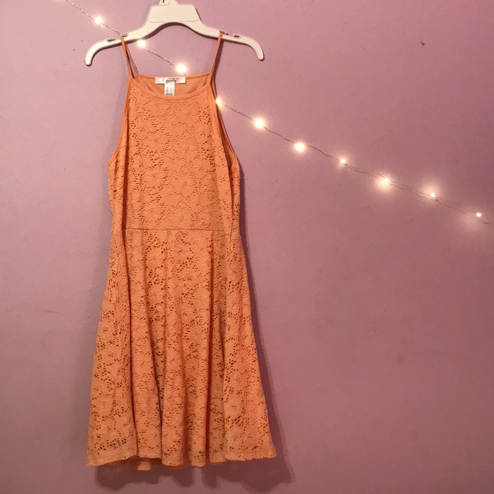 Peach halter neck tank top dress